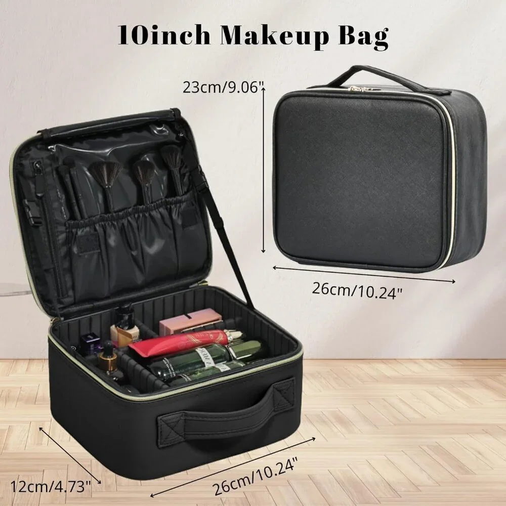 Makeup Travel Case 10 Inch, Large Storage Capacity Makeup Organizer Travel Bag w